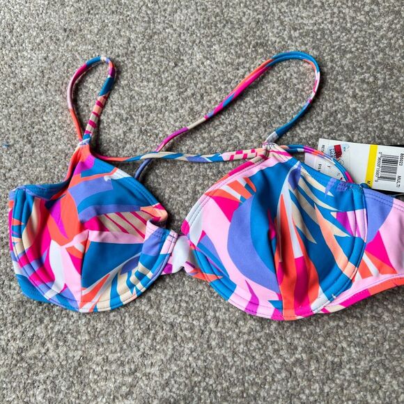 NWT Salt + Cove Swim sz M Medium Neon Juniors 80s Underwire Bra Bathing suit - Picture 1 of 5